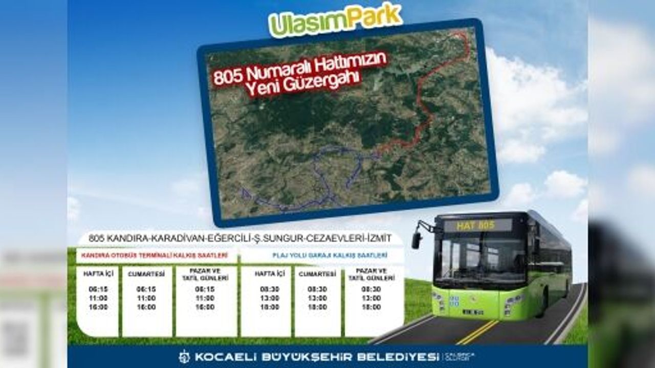 HAT 805 İLE KANDIRA MERKEZE AKTARMASIZ ULAŞIM