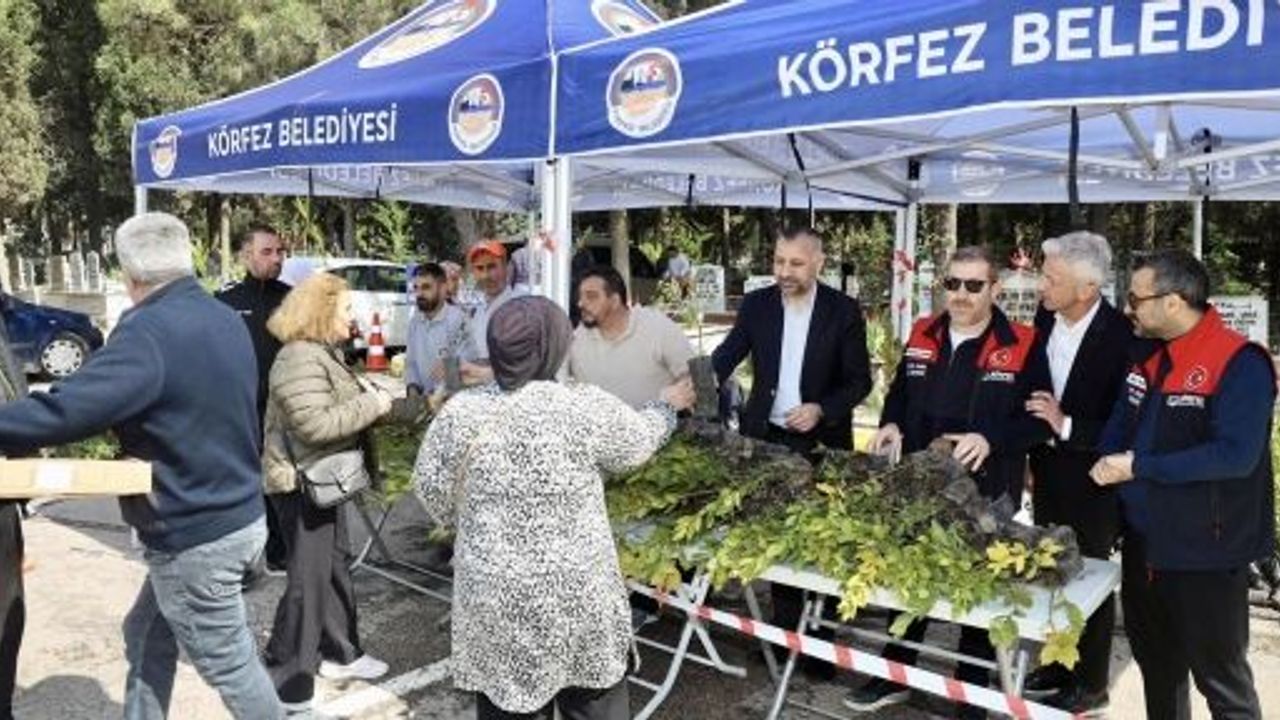 Körfez Belediyesi’nden Mezarlıklarda Fidan Dağıtımı