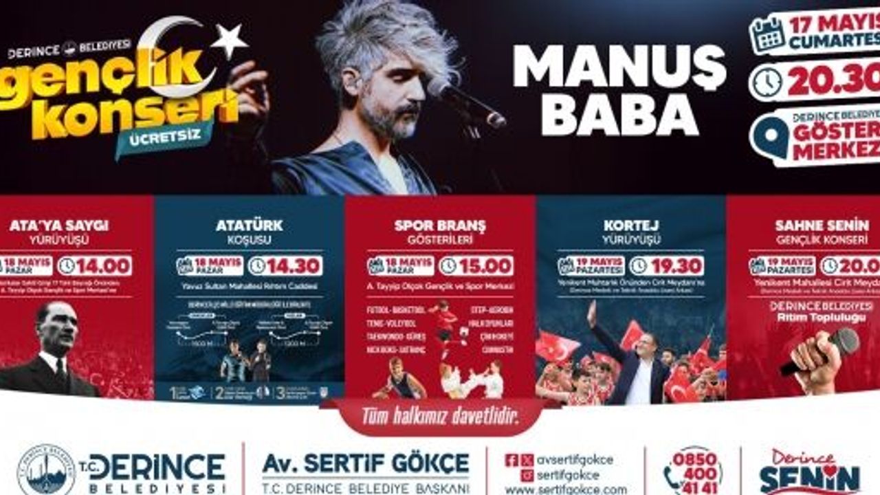 DERİNCE’DE 19 MAYIS COŞKUSU ÜÇ GÜN SÜRECEK ETKİNLİKLERLE KUTLANACAK