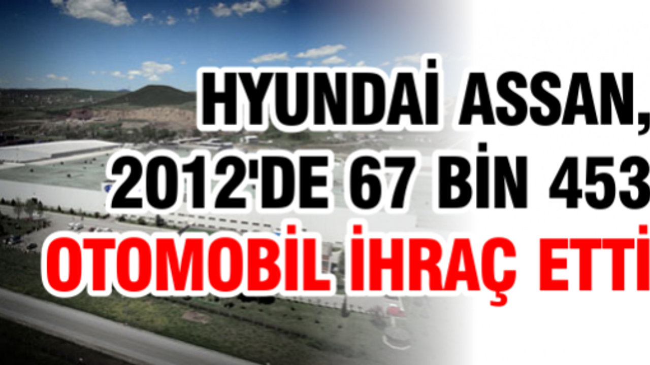 Hyundai Assan, 2012'de 67 Bin 453 Otomobil İhraç Etti