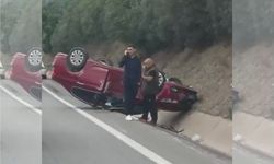 Kocaeli'de Kontrolden Çıkan Otomobil Takla Attı