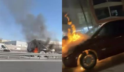 İki Ayrı Araç Yangını: Otomobil ve Tır Dorsesi Alev Aldı