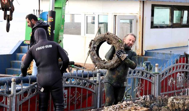 Eskihisar Sahili'nde ekosistemi canlandıracak dip temizliği yapıldı