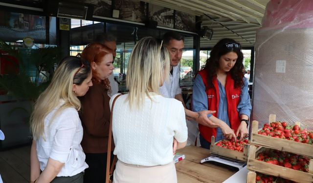 Çilek Köyü’nün taze çilekleri Gülümse Kafe’de
