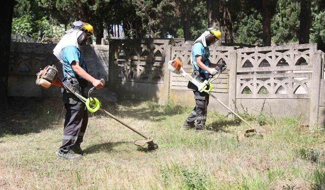 Gebze'de mezarlık ve şehitliklerde periyodik bakım çalışmaları sürüyor