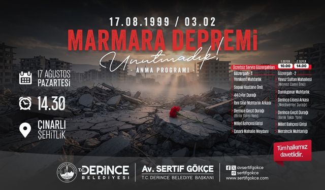 Deprem Şehitleri Derince’de Dualarla Anılacak