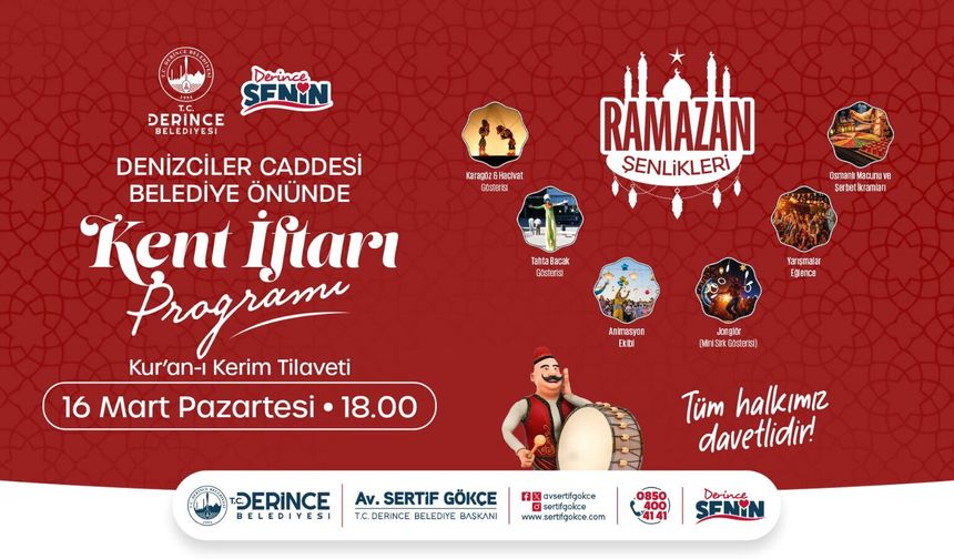 Derinceliler Kadir Gecesi'nde  Kent İftarı’nda Buluşacak