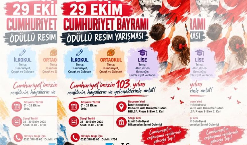 İzmit Belediyesinden Öğrencilere  29 Ekim Temalı Ödüllü Resim Yarışması