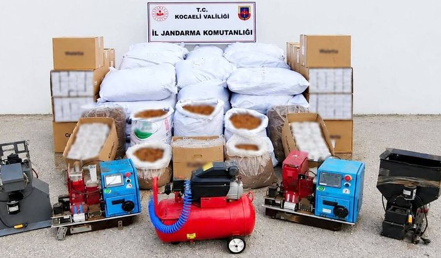 Kocaeli'de 2 milyon 450 bin liralık tütün ve makaron ele geçirildi